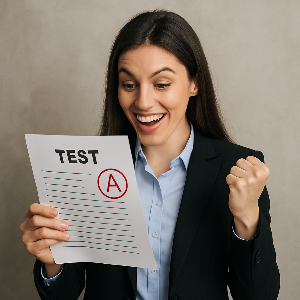 high performer looking at a test resule
